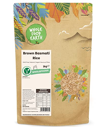 Wholefood Earth Arroz basmati integral, 3 kg, libre de OMG, natural, fuente de fibra