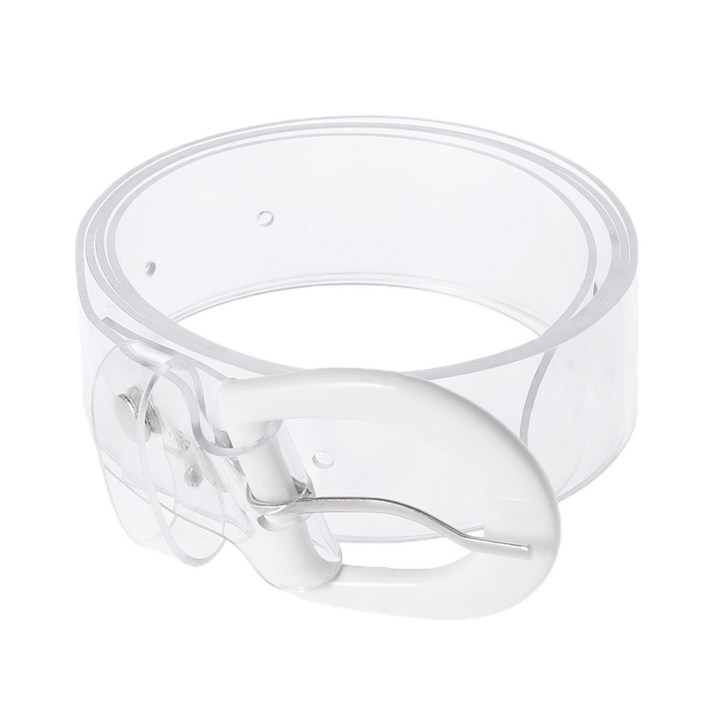 Womens' Plastic Transparent Waist Belt, Wide Clear Waistband With Colored Buckle Fashion Women's Belts For Jeans Dress