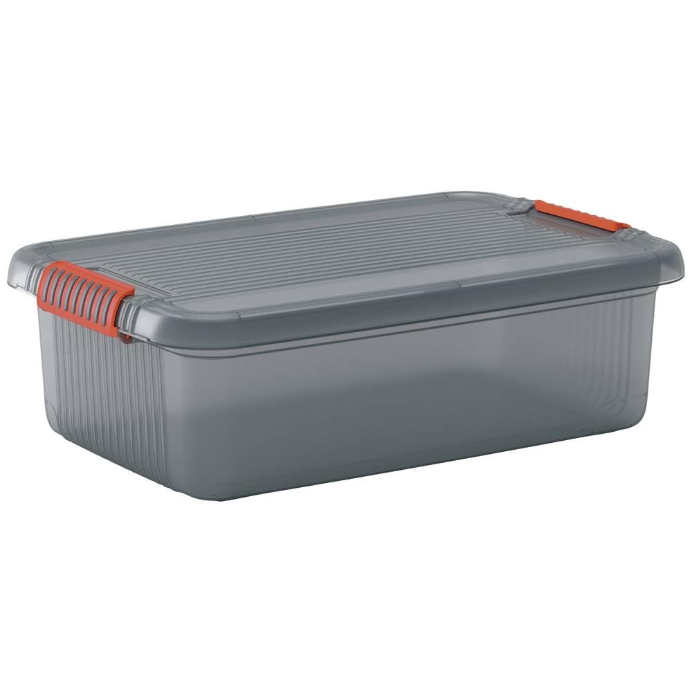 Kis 8561000 0720 01 K Latch Box-Caja de almacenaje plástico Fumar, Color Gris y Naranja 28 L