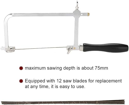 Miniatura 5 de Jewelers - Kit de herramientas de mango de sierra para metales, marco de sierra de arco de sierra de 12 cuchillas y mini tornillo de banco con