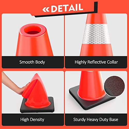 Roadhero SAFETY18-4-BLK Pack Traffic Safety Cones 18 Inch thumb #5