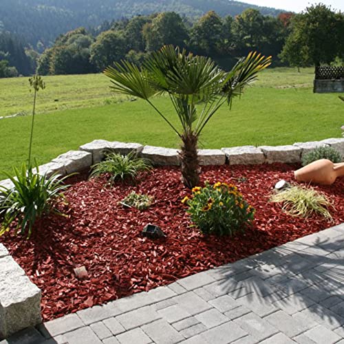 Rindenmulch Plantop Dekor Mulch 50L in Ziegelrot für den Garten