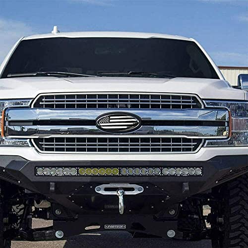 Image of 1PC 9 inch American Flag Emblem for F150 2005-2014, ABS Aluminum Grille Hood Badge Truck Accessories Black /Silver Replacement for 4L34-15402A-CA