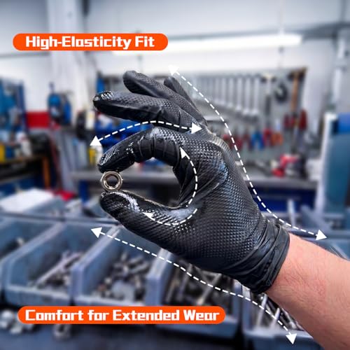 Image of ANBOSON 10 Mil Heavy Duty Industrial Nitrile Gloves, Black Large 500 Count