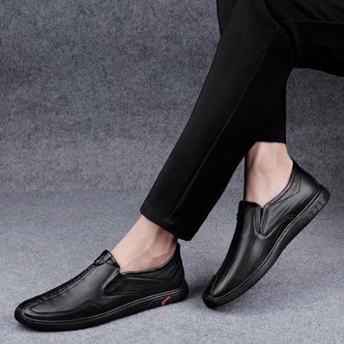 Men's Slip - On Casual Loafers Made of Top - Grain Cowhide Leather. Comfortable Walking for Men. Lightweight Dress Ideal for Office and Driving. Genuine Cowhide Leather3