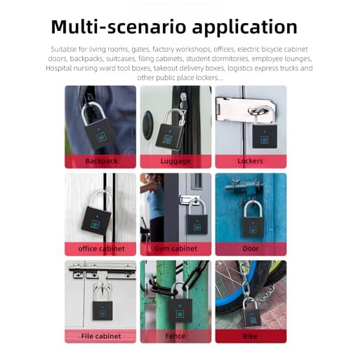 Image of Fingerprint Padlock, Ultra-Light and Portable,Quick to Unlock in 1 Second,Can Be Used for 180 Days On A Single Charge,Anti-Cut and Anti-Saw,Can Record 10 Fingerprints
