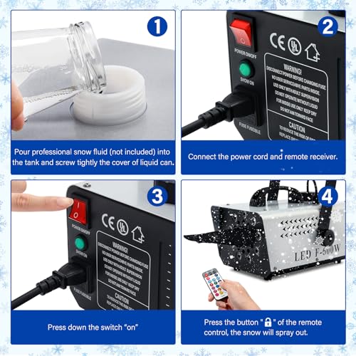 Tcfundy Snow Machine With 9 Led Lights, 600W Snow Making Machine With 12 Color Lights Effect Snowflake Maker For Christmas Wedding Kids Party Stage With Remote Control thumb #7