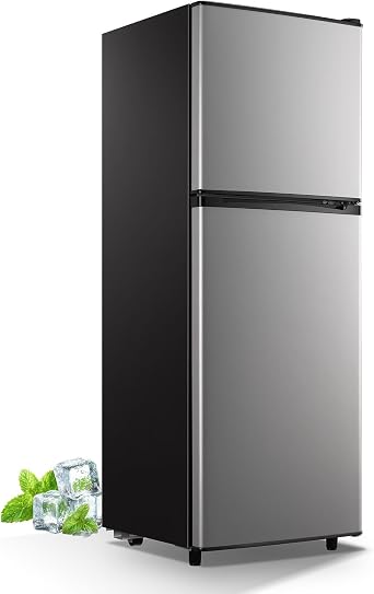 Small Refrigerator 5.0 Cu.Ft Fridge with Freezer for Bedroom Office, Silver
