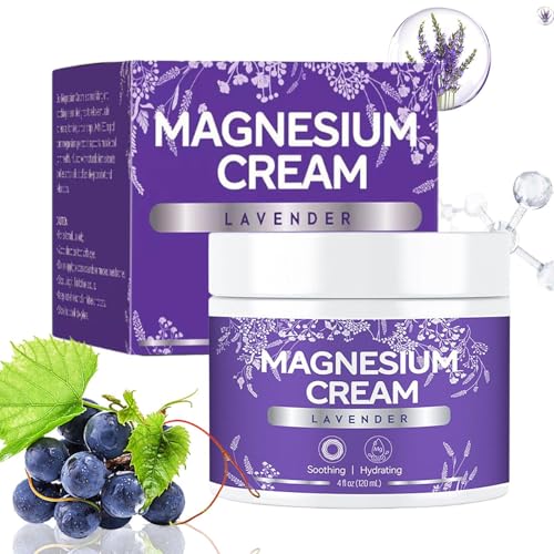 Crema de magnesio orgánico - 120 ml de cuidado diario de la piel nutritiva y relajante | Crema calmante de la piel | Magnesio Músculo y crema para dormir para masajes y calambres