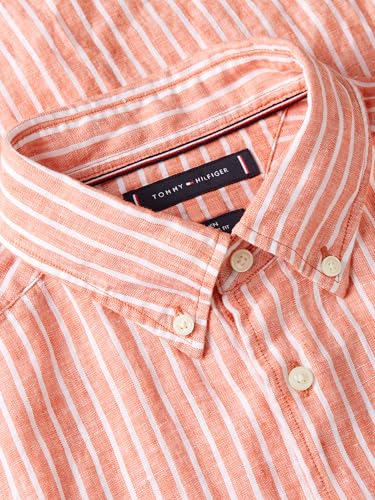 Image of Tommy Hilfiger Men's Long Sleeve Casual Linen Button Down Shirts in Regular Fit