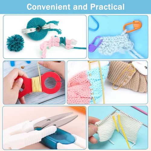 Image of HASTHIP DIY Crochet Kit for Beginners, Complete Crochet Starter Set with Yarn Hooks Needles Stitch Markers & Tools, Portable Storage Bag Craft Kit for Amigurumi Scarf Knitting DIY Projects