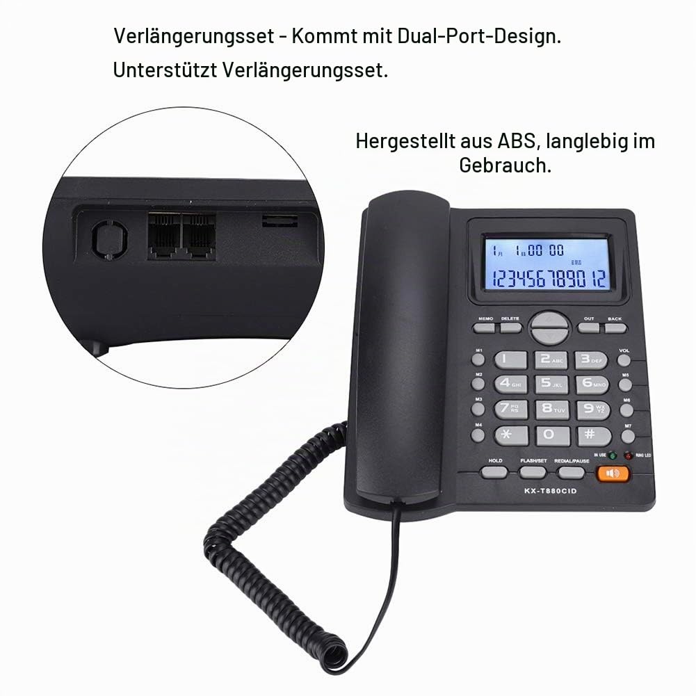 Schnurgebundenes Telefon Dual Port Erweiterungsset mit Anrufer ID Anzeige und Freisprecheinrichtung, Klarem Ton, LCD Display, Großen Tasten, Geräuschunterdrückung, Echtzeitdatum