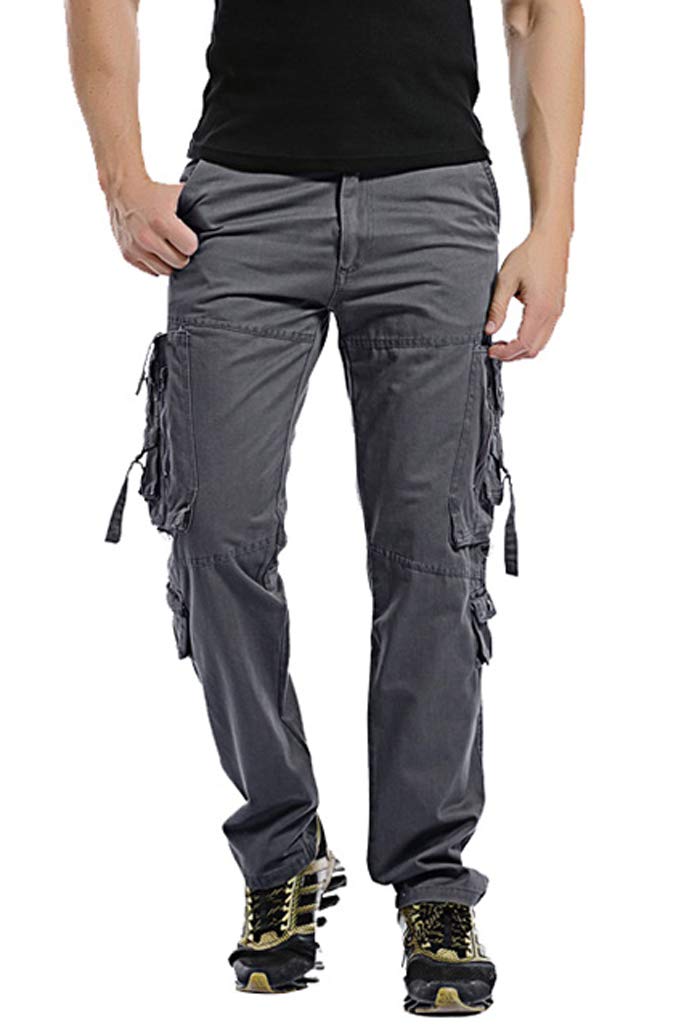 Hommes Pantalons 100% Coton Cargo Sport Multi-Poches Epais Outdoor Lâche