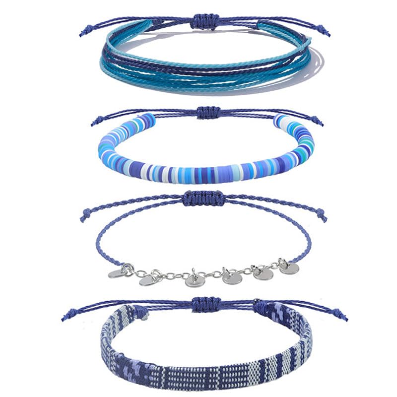 Image of Beach Summer Ankle Bracelet for Women Handmade Braided Adjustable String Anklets Waterproof Surfer Bracelet