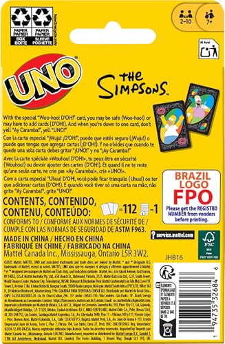 Mattel Games Uno The Simpsons Jeu de Cartes pour Enfants, Adultes et soirées en Famille, fêtes, Voyages et Camping, Jouet de Collection inspiré de la série – vue 3