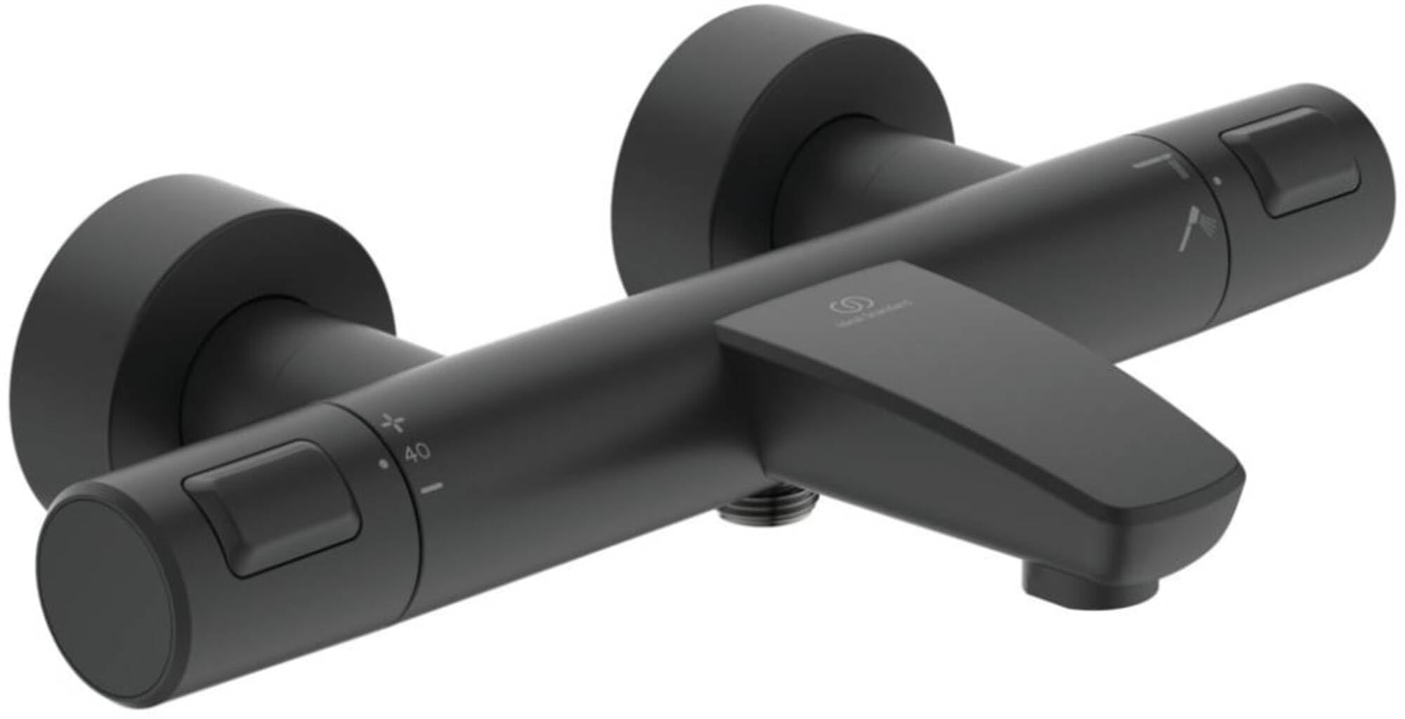 CERATHERM T25 | Grifo de baño AP 315 x 185 x 70 mm, distancia vertical de 161 mm hasta caño medio en negro, 22 l/min (3 bar) | Función termostato, ahorro de agua y ahorro de energía, CoolBody, bloqueo