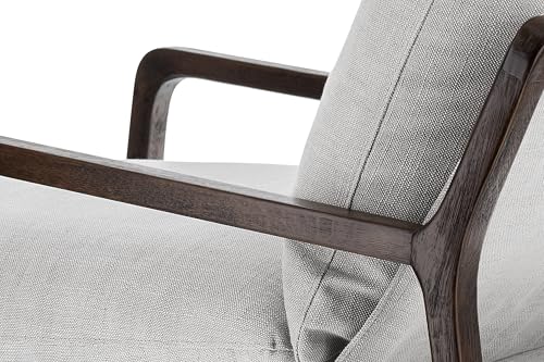 Sillón Curvado Madera Natural Tela Neutra miniatura 6