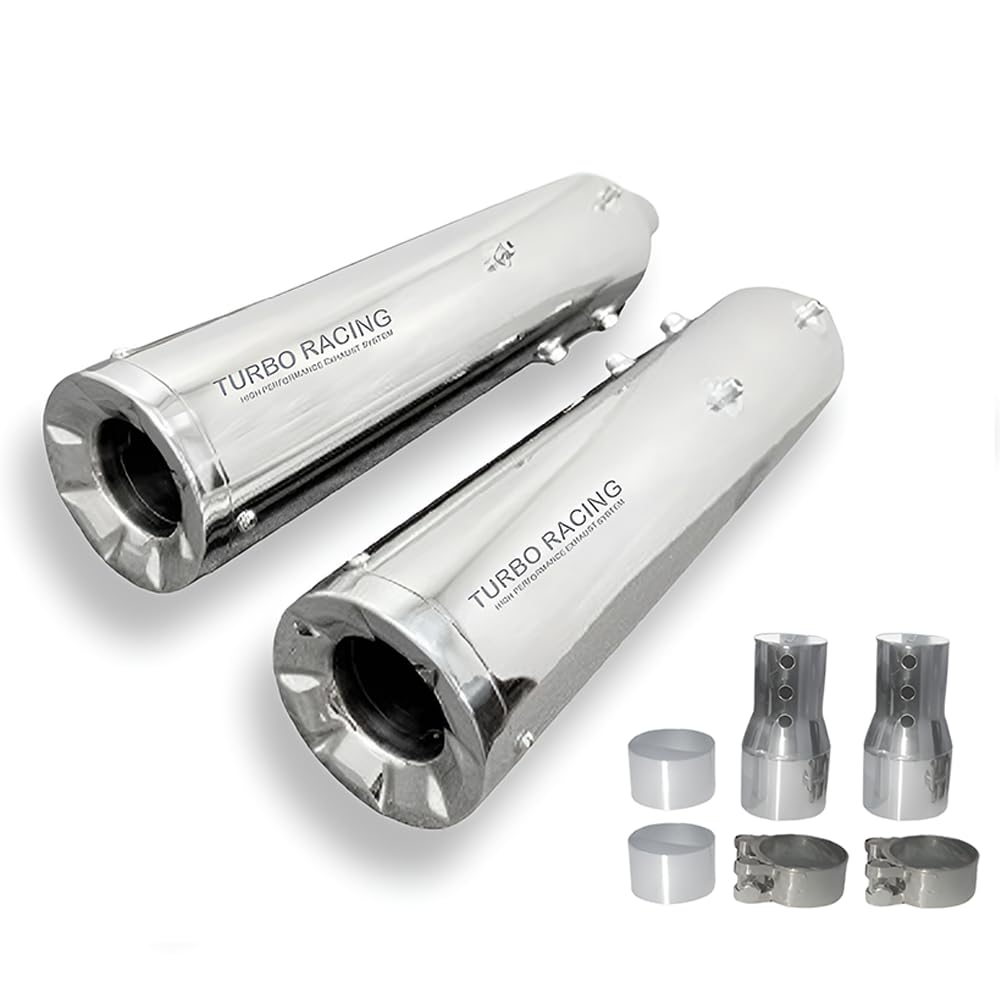 Turbo Racing Exhaust Silencer for Royal Enfield Super Meteor 650 & New Classic 650 | Chrome Finish | High Performance, Deep Bass Sound, Durable (Set of 2)-image-46