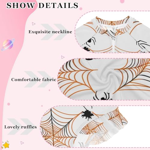 Black Orange Spider Webs Girls Long Sleeve One-Piece Swimsuit UV Protection Swimwear Bathing Suit 208618904