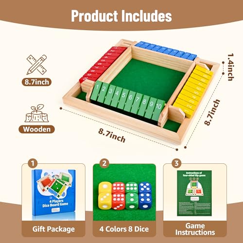 Shut the Box juego de mesa para 2-4 jugadores miniatura 5
