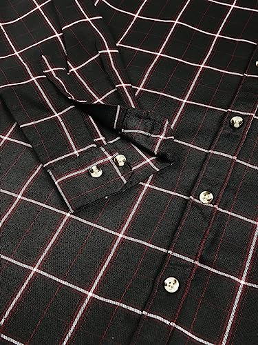 Image of Thomas Scott Men's Polyester Checkered Slim Fit Casual Shirt with Spread Collar and Long Sleeve (TS1045 Wood)