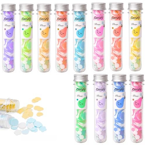 Image of GENZY Paper Soap Sheets 12 Tube Pack | Travel Paper Soap | Portable Hand Wash Soap Strips | Disposable Pocket Soap | Scented Flower Design Tubes | Instant Dissolving Soap Sheets for School, Camping, Outdoor, Office & Travel Hygiene Essentials for Men, Women & Kids