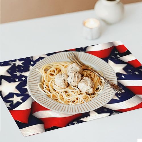 Sets de table motif drapeau américain en PVC de qualité supérieure et lavable x4 - 8