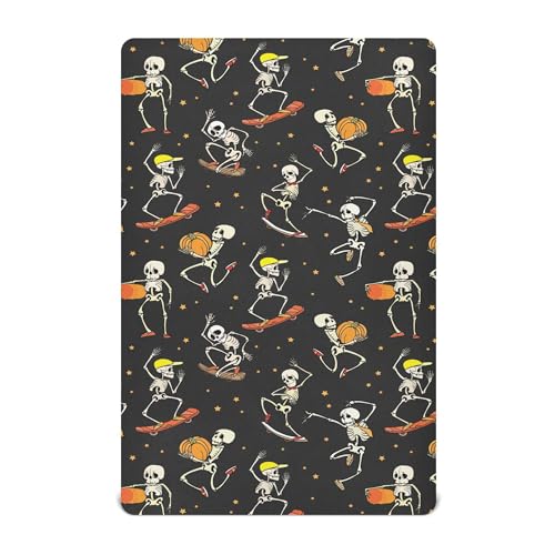 Image of Halloween Dancing Skeletons Crib Sheets Soft Breathable Fitted Baby Crib Sheets Mattress Cover for Girl Boys, 52 inch x 28 inch x 9 inch