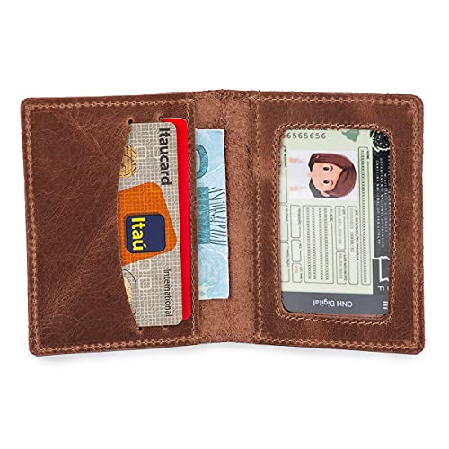 Carteira Masculina Porta Cartão Slim Couro Bovino (Marrom)