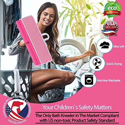 Supa Ant Baby Bath Kneeler and Elbow Rest Pad Set - The Only Certified Bathtub Kneeler and Elbow Rest Set with Built-in 5 Pockets Organizer - (8-Suction Cup) Bath Kneeling Pad for Bathing Baby -Pink+ - Thumbnail 5