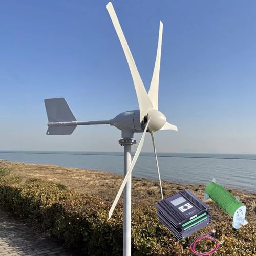 Kit generatore eolico domestico, 1500 W, 5 pale, 12/24/48 V, regolatore di carica ibrido eolico-solare per sistemi di energia rinnovabile marini off-grid.