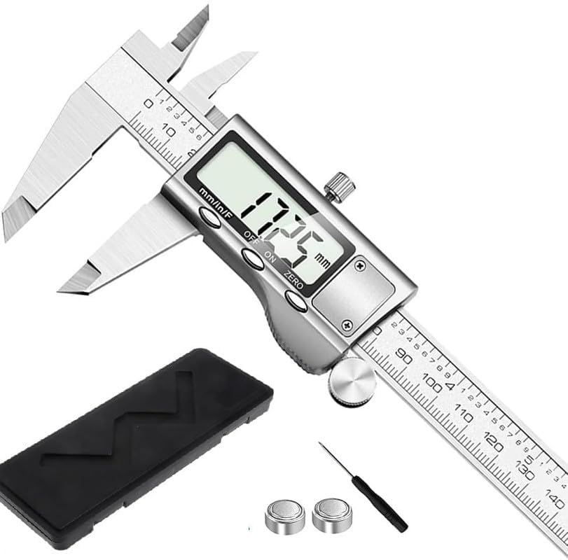 SKADIOO Digital Caliper Measuring Tool, Stainless Steel Vernier Caliper Digital Micrometer with Large Screen, Easy Switch from Inch to mm, 6 Inch Caliper Tool for Professional/DIY/Household