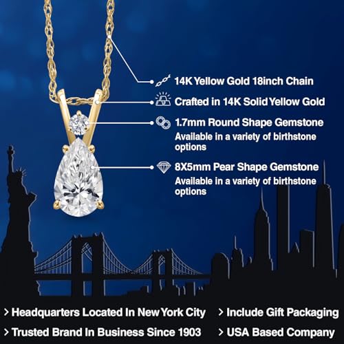 Gem Stone King 14K Yellow Gold Lab Grown Diamond Teardrop Pendant Necklace for Women | 0.75 Cttw | Pear Shape 8X5MM and Round 1.7MM | DEF Color | VVS-VS Clarity | With 18 Inch Chain2