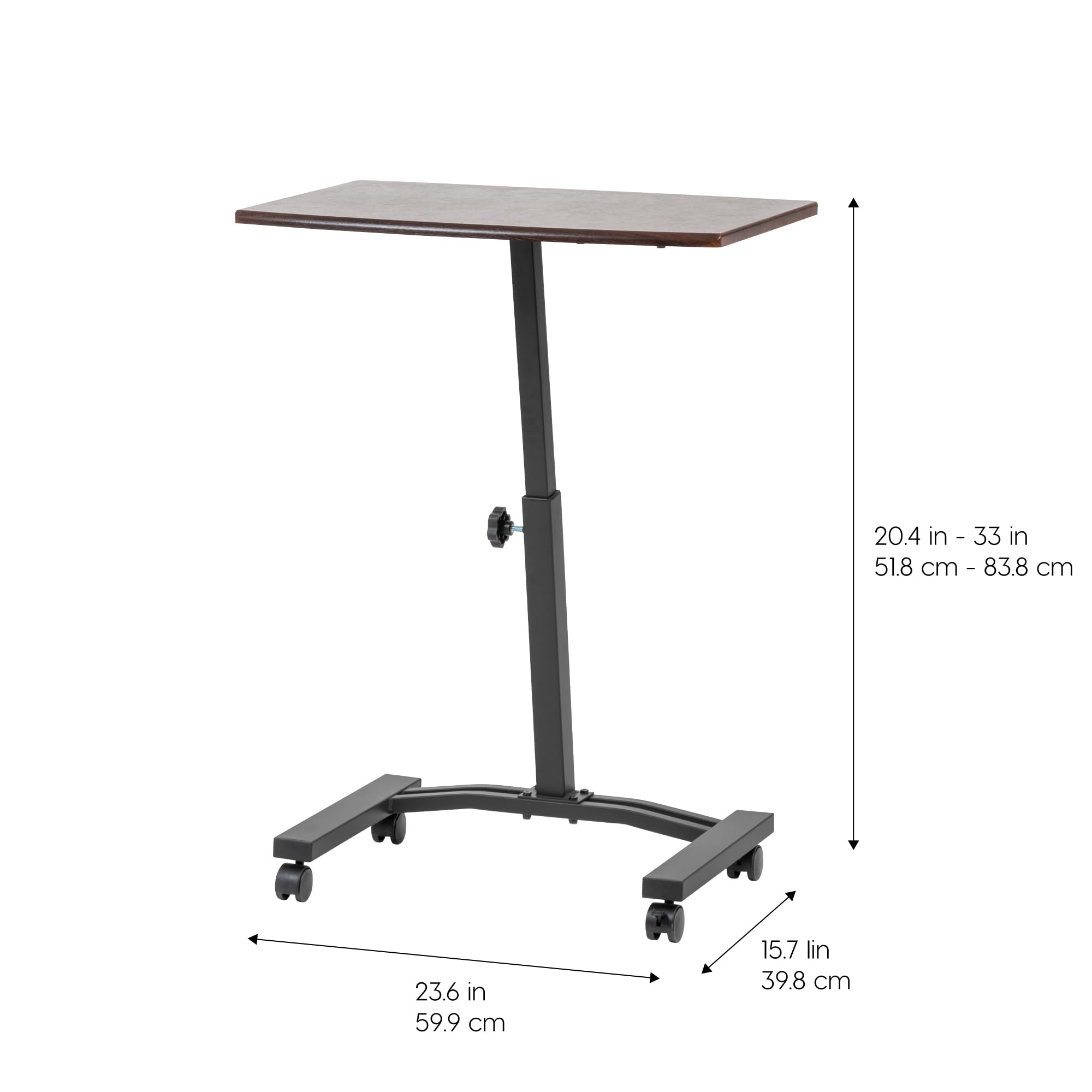 IRIS USA Single Table Height Adjustable Mobile Laptop Cart Ergonomic Standing Desk Rolling Workstation Podium Stand from 20 — view 3