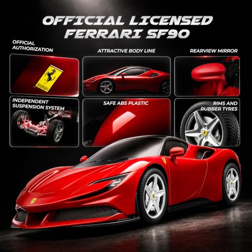Image of BEZGAR 1:24 Official Licensed Ferrari SF90 Stradale Remote Control Car