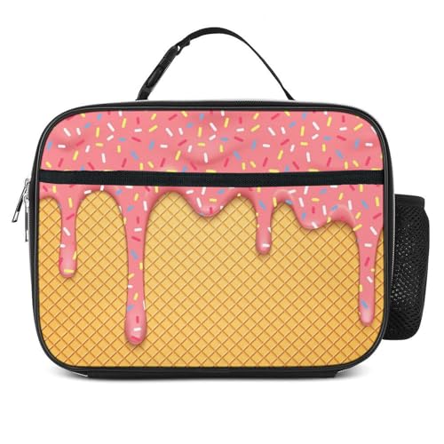 Ice Cream Lunch Bag Insulated Reusable Lunch Box Kids Girls Boys Cooler Thermal Tote Bag For Men Women School Work Picnic