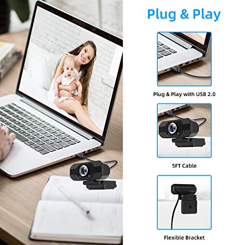Firstrend Pc Webcam With Microphone& Cover,Firstrend Full Hd 1080P Usb Live Streaming Web Camera For Laptop Desktop Computer Recording Video Conference Calling Gaming With Mic 120-Degree View Angle Plug&Play thumb #4