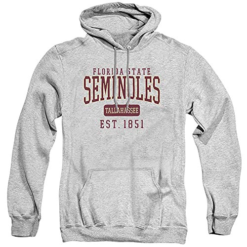 Florida State University FSU Seminoles Official Est. Date Unisex Adult Pull-Over Hoodie,Athletic Heather, Medium