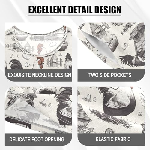 senya Henhouse Rooster Egg Summer Pajamas Set Short Cotton Sleepwear 2 Piece4