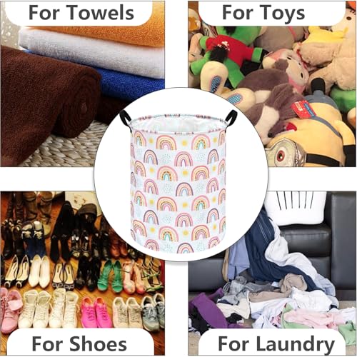 Image of MAIZMZ Kids Rainbow Hamper Laundry Basket Storage Bins Gift Organizer Clothes Toy Box Large Canvas Collapsible Chest for Home /Dorm /Kitchen /Pet /Office /Closet /Shelf /Room Decor