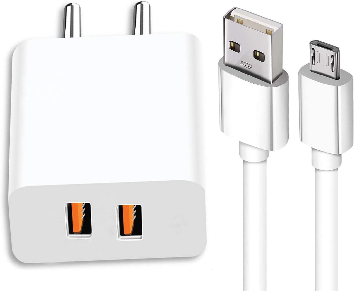 Ultra Fast Dualport Mobile Charger For Sony Xperia C3 Dual SIM Dual, Sony Xperia Z5 Premium, Sony Xperia ZR, Sony Xperia M Dual Charger Original Adapter Like Mobile Charger | Wall Charger Android Smartphone Travel Charger | Hi Speed Fast Dual port Charger With 1.2 Meter Charging & Sync Data Cable ( 3.4Amp, 1E, White )