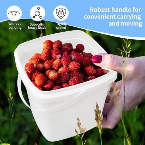 26 Pcs Plastic Food Containers with Lids and Handle 67 Oz 2 Qt 0.5 Gallon Kitchen Food Storage Buckets Reusable Square Deli Storage Buckets for Ice Cream, Freezer and Microwave