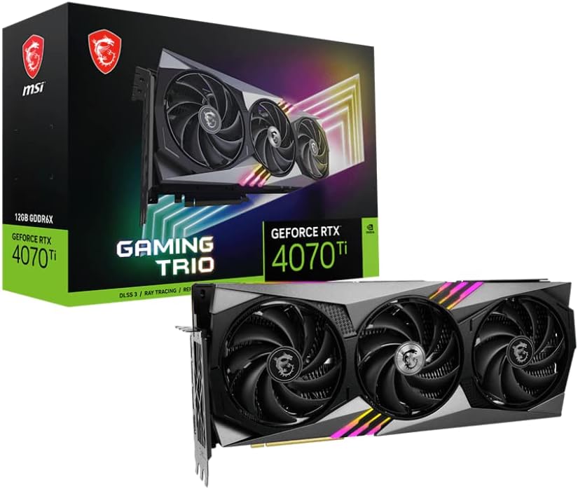 MSI Gaming GeForce RTX 4070 Ti 12GB GDRR6X 192-Bit HDMI/DP Nvlink Tri-Frozr 3 Ada Lovelace Architecture Graphics Card (RTX 4070 Ti Gaming Trio 12G)