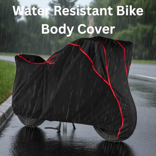 Image of Water Resistant Bike Cover for TVS Apache RTR 180 | All Weather, UV Heat Resistant, Dustproof, Triple Stitched, Windproof Elastic Bottom