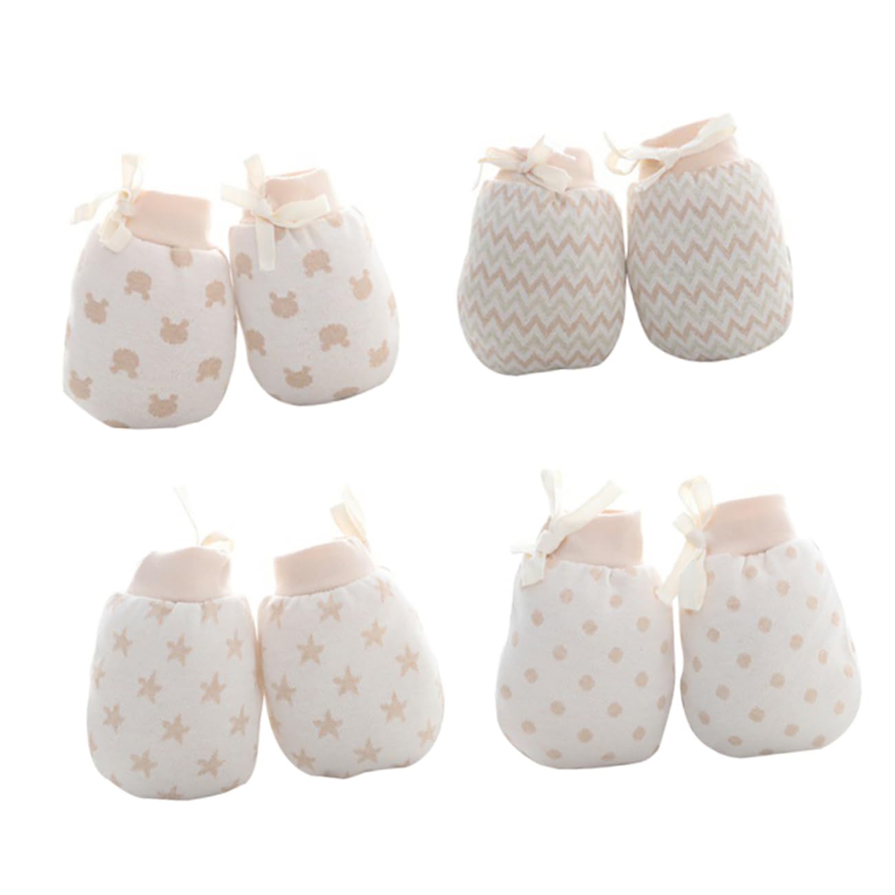 Healvian Infant Mittens Set 4 Pairs Soft Newborn Gloves Anti-scratch Breathable Warm for Winter