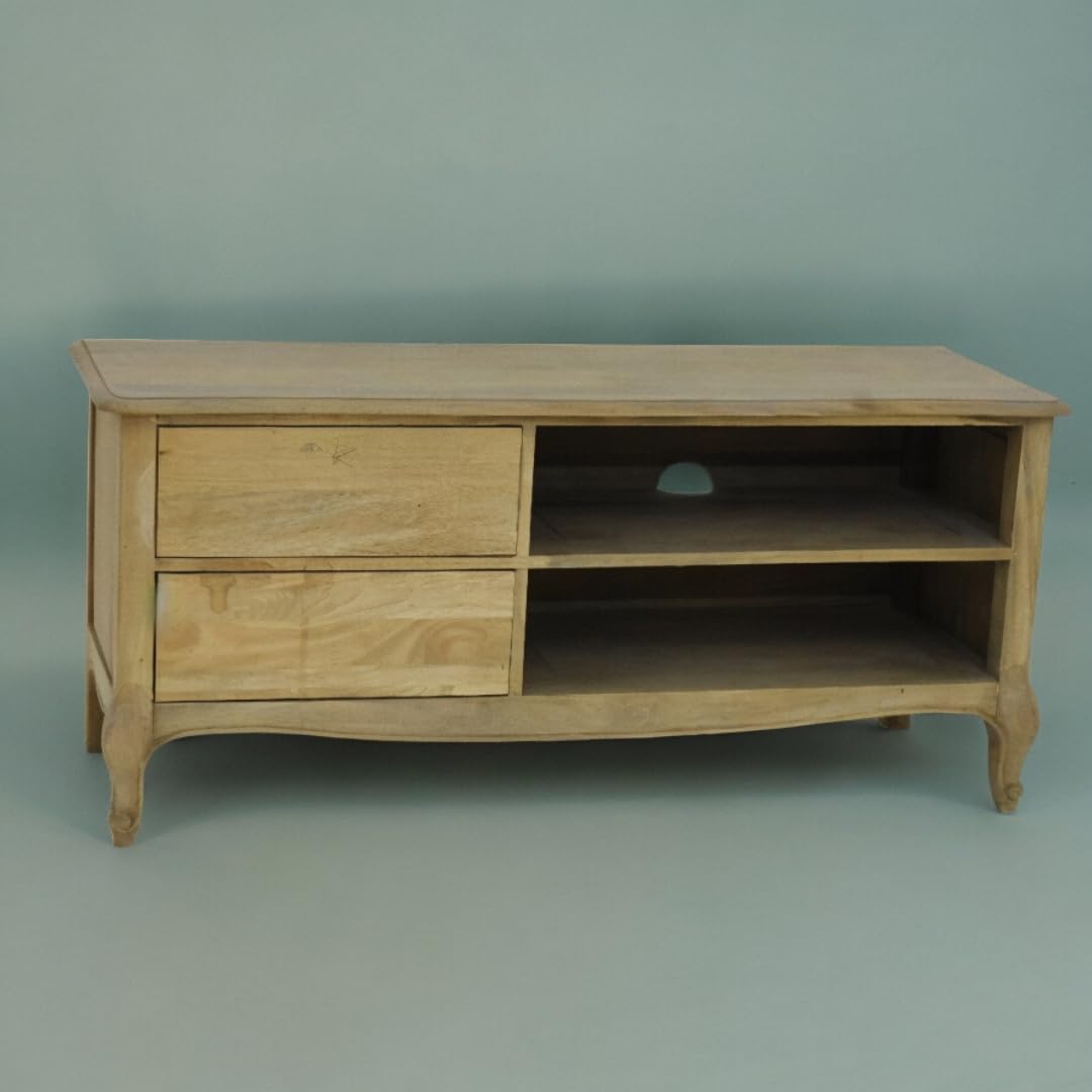 Ministry of Decor Mango Wood Terra Natural Media Console for Home and Living Room (Natural Wood)
