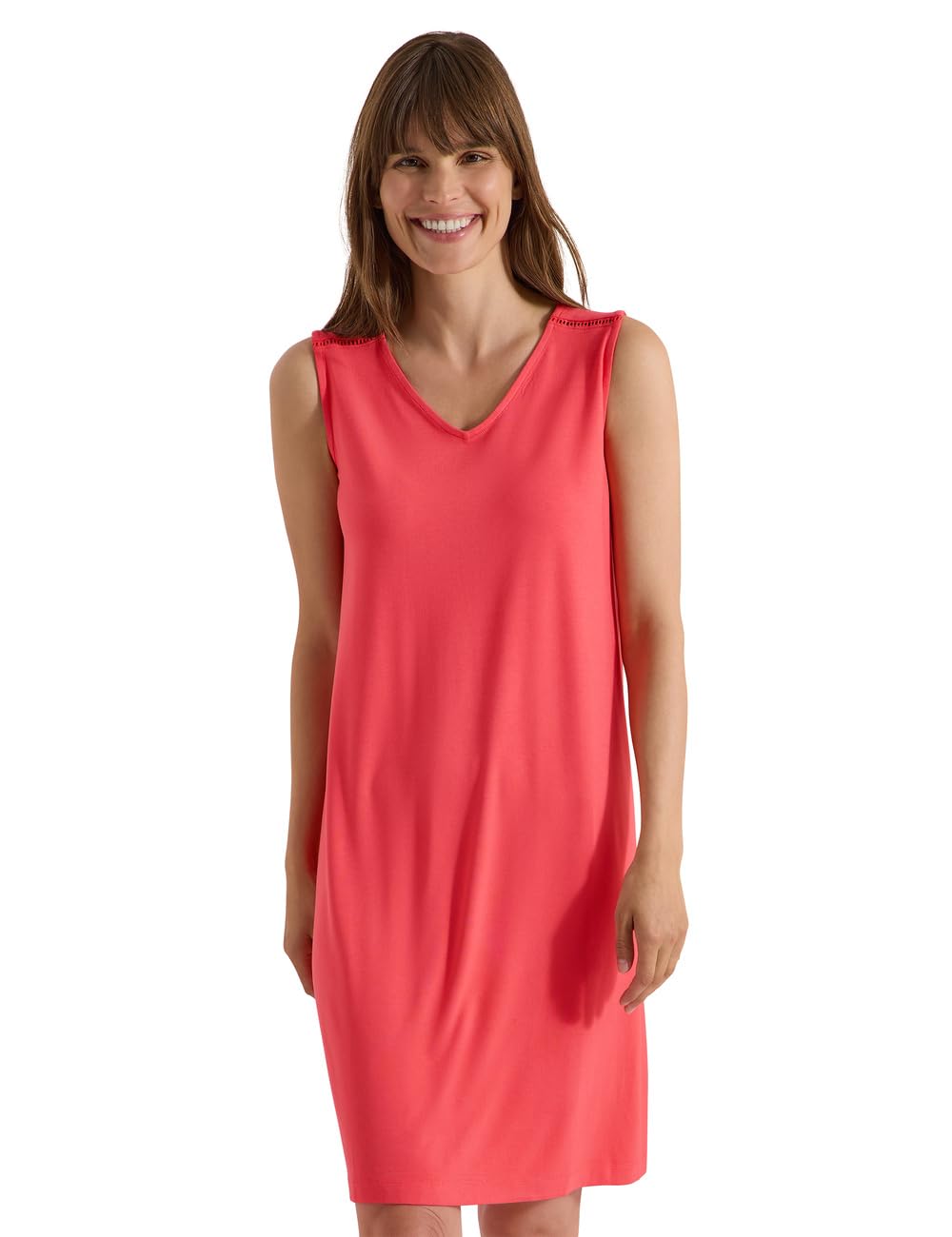 Cecil Knee Length Jersey Dress with V-Neck Coral XL