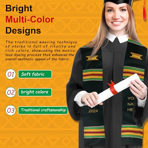 Black Girl Magic Custom Graduation Stole, Kente Cloth Graduation Sash Customize, Kente Stole Class of 20244