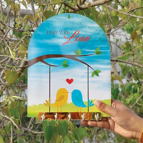 Image of BEE CREATIVE Key Holder for Wall | Wall Mounted | Key Stand | Key Hanger for Wall Home Living Room Bedroom & Hall | Decorative Key Hanger for Home | 5 Hooks, with Premium Gold Acrylic Hooks Panel.