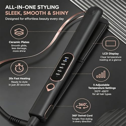 Plancha de pelo cerámica de titanio con LCD y voltaje dual miniatura 2
